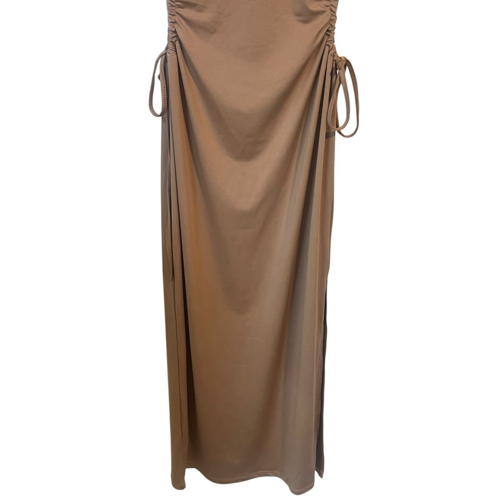 Absolutely Love It Beige Bodycon Midi Dress Size M - Picture 3 of 11